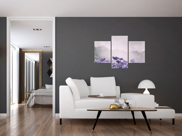 Slika - Ljubičasto cvijeće u planinama (90x60 cm)