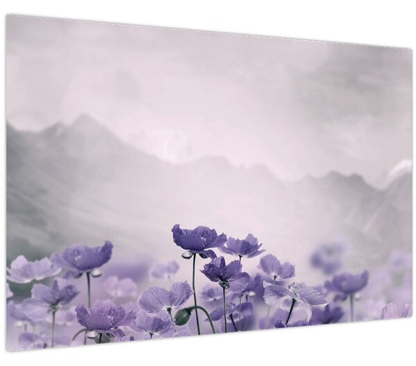 Slika - Ljubičasto cvijeće u planinama (90x60 cm)