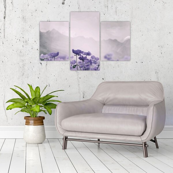 Slika - Ljubičasto cvijeće u planinama (90x60 cm)