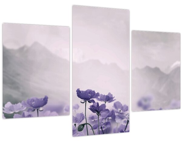 Slika - Ljubičasto cvijeće u planinama (90x60 cm)