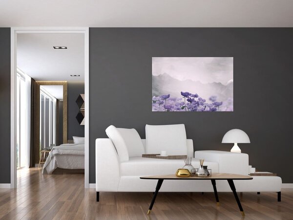 Slika - Ljubičasto cvijeće u planinama (90x60 cm)