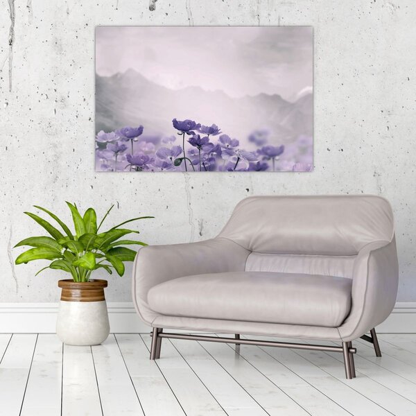Slika - Ljubičasto cvijeće u planinama (90x60 cm)