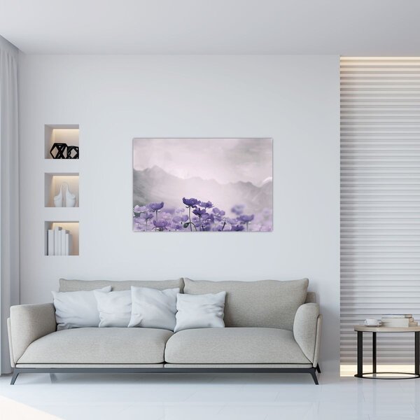 Slika - Ljubičasto cvijeće u planinama (90x60 cm)