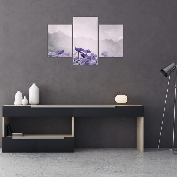 Slika - Ljubičasto cvijeće u planinama (90x60 cm)