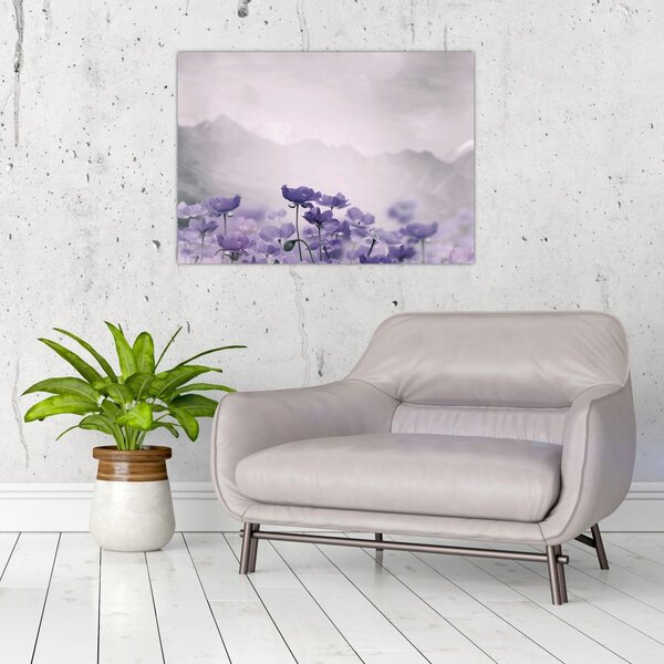 Slika - Ljubičasto cvijeće u planinama (70x50 cm)