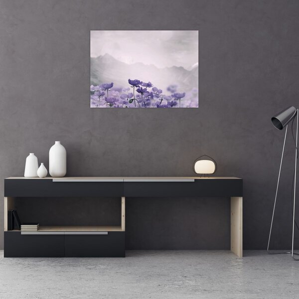 Slika - Ljubičasto cvijeće u planinama (70x50 cm)