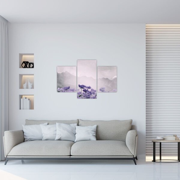 Slika - Ljubičasto cvijeće u planinama (90x60 cm)