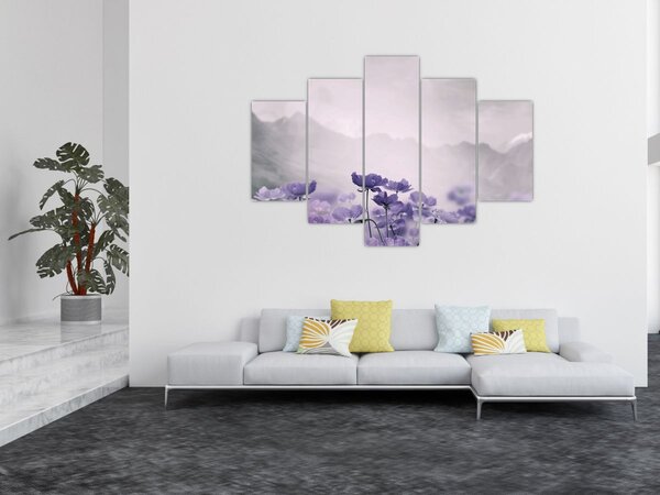 Slika - Ljubičasto cvijeće u planinama (150x105 cm)