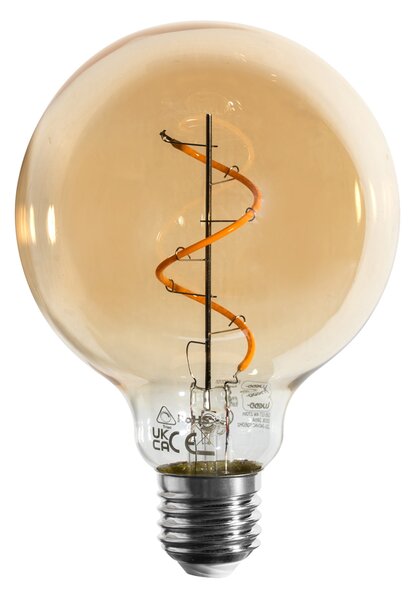Set od 5 E27 prigušivih LED žarulja spiralne niti G95 zlatne 4W 270 lm 2100K