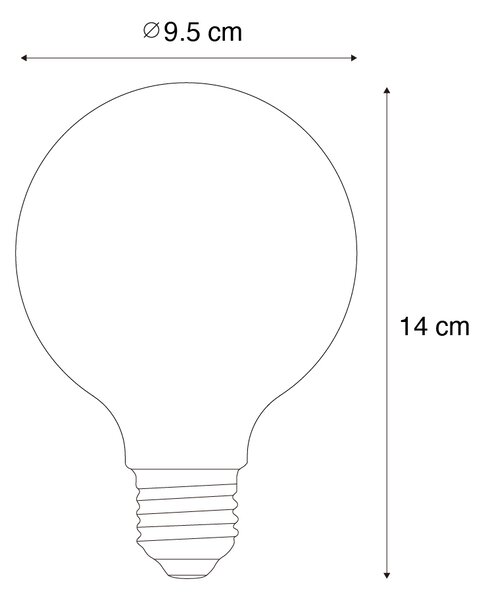 Set od 5 E27 prigušivih LED žarulja spiralne niti G95 zlatne 4W 270 lm 2100K