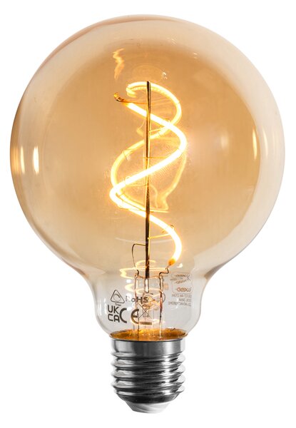 Set od 5 E27 prigušivih LED žarulja spiralne niti G95 zlatne 4W 270 lm 2100K