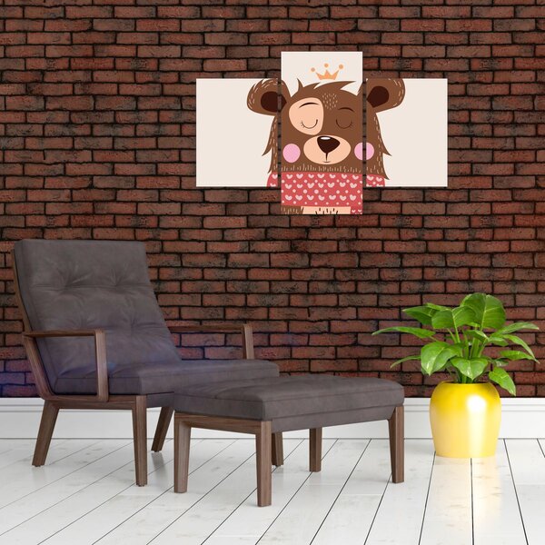 Slika - Medo s crvenim šalom (90x60 cm)