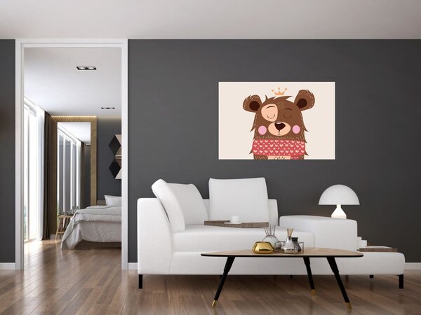 Slika - Medo s crvenim šalom (90x60 cm)
