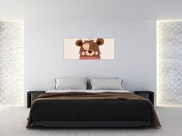 Slika - Medo s crvenim šalom (120x50 cm)