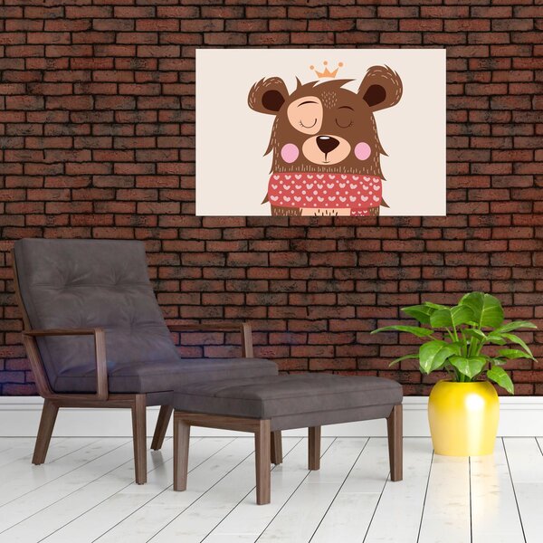 Slika - Medo s crvenim šalom (90x60 cm)