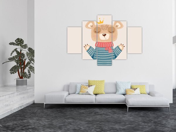 Slika - Bež medo s krunom (150x105 cm)