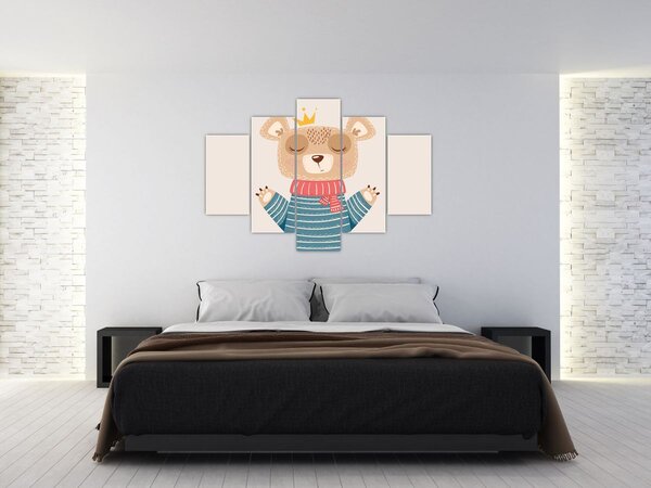 Slika - Bež medo s krunom (150x105 cm)