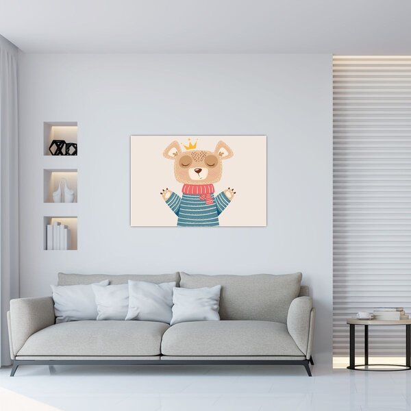 Slika - Bež medo s krunom (90x60 cm)