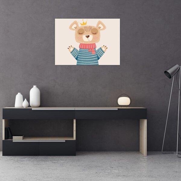 Slika - Bež medo s krunom (70x50 cm)
