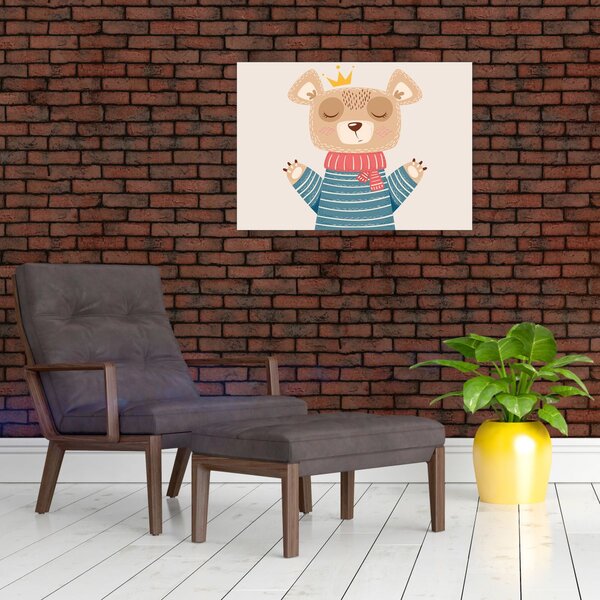 Slika - Bež medo s krunom (70x50 cm)