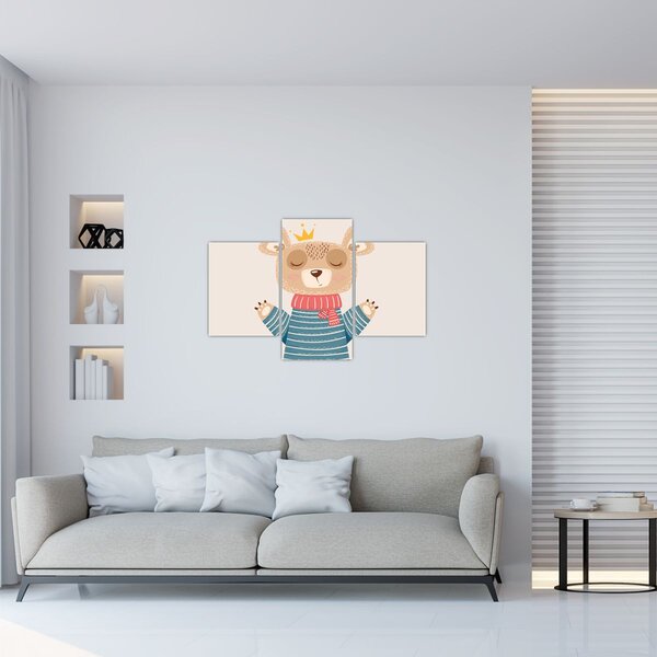 Slika - Bež medo s krunom (90x60 cm)
