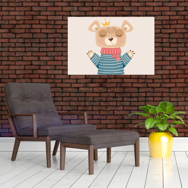 Slika - Bež medo s krunom (90x60 cm)