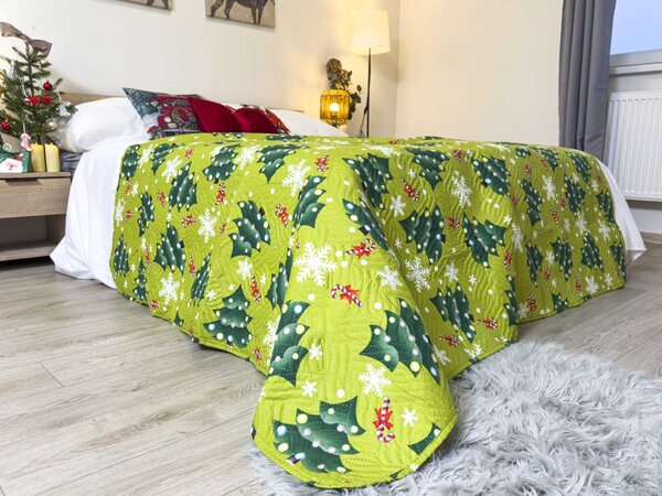 Prekrivač za krevet CHRISTMAS TREE, zeleni Dimenzije: 170 x 210 cm