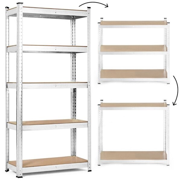 Stabilni metalni stalak za odlaganje sa 5 polica 180 x 90 x 30 cm