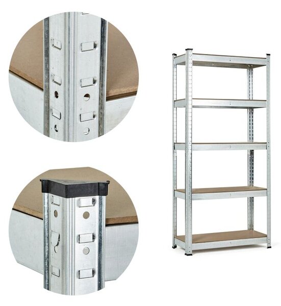 Stabilni metalni stalak za odlaganje sa 5 polica 180 x 90 x 30 cm