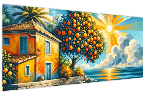 Slika - Kuća s narančama I. (120x50 cm)