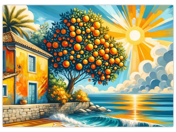 Slika - Kuća s narančama I. (70x50 cm)