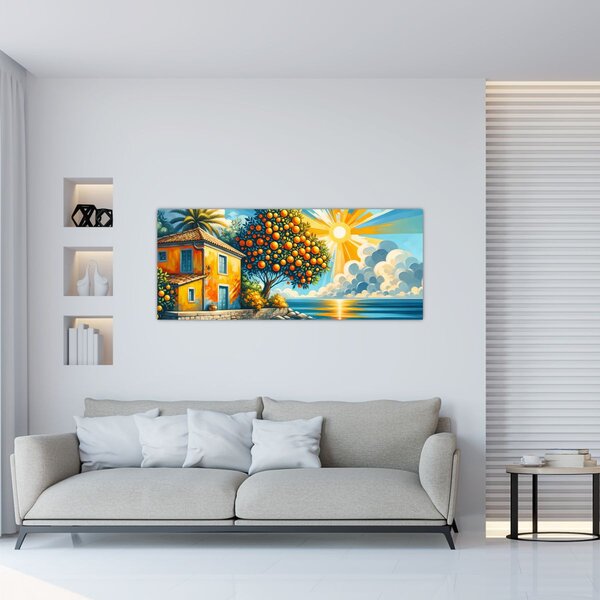 Slika - Kuća s narančama I. (120x50 cm)