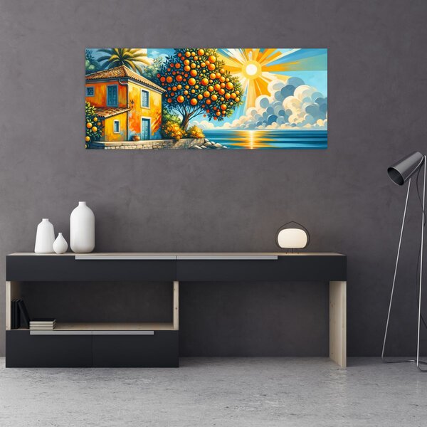 Slika - Kuća s narančama I. (120x50 cm)