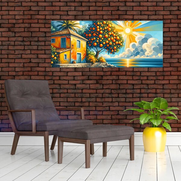 Slika - Kuća s narančama I. (120x50 cm)