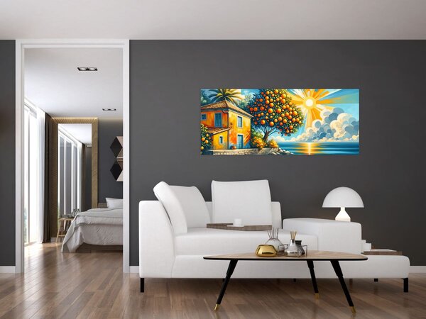 Slika - Kuća s narančama I. (120x50 cm)