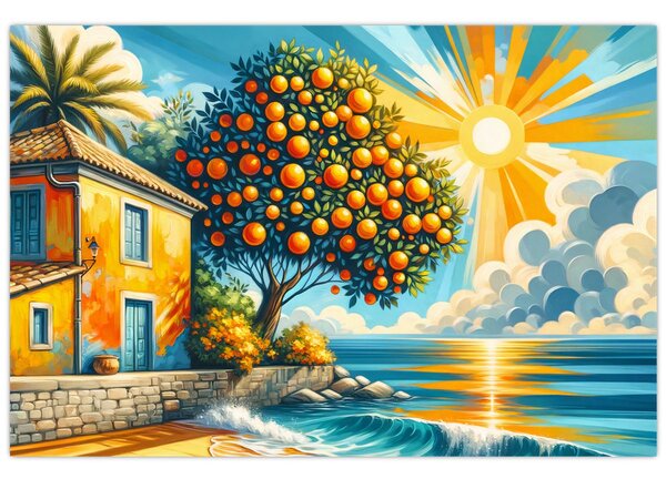 Slika - Kuća s narančama I. (90x60 cm)