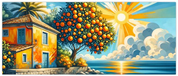 Slika - Kuća s narančama I. (120x50 cm)