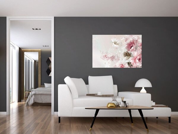 Slika - Slikanje ružičastog cvijeća (90x60 cm)