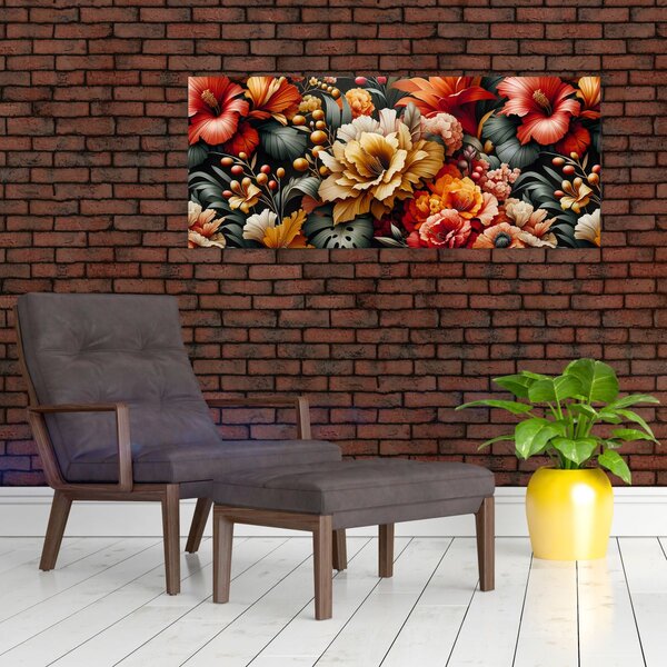 Slika - Narančasto-crveni cvjetovi (120x50 cm)