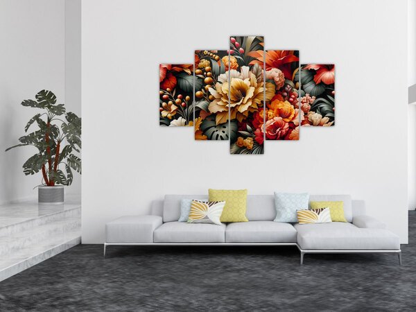 Slika - Narančasto-crveni cvjetovi (150x105 cm)