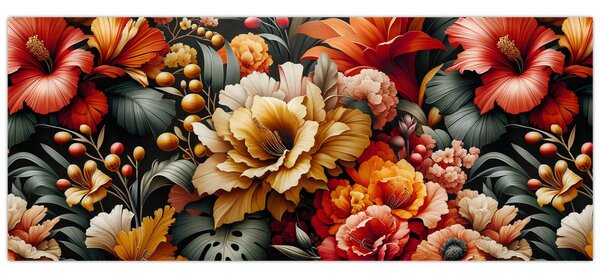 Slika - Narančasto-crveni cvjetovi (120x50 cm)