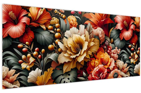 Slika - Narančasto-crveni cvjetovi (120x50 cm)