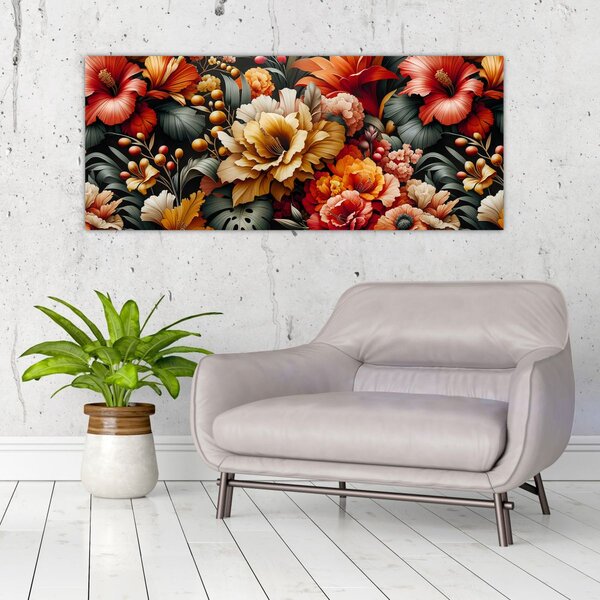 Slika - Narančasto-crveni cvjetovi (120x50 cm)