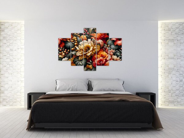 Slika - Narančasto-crveni cvjetovi (150x105 cm)