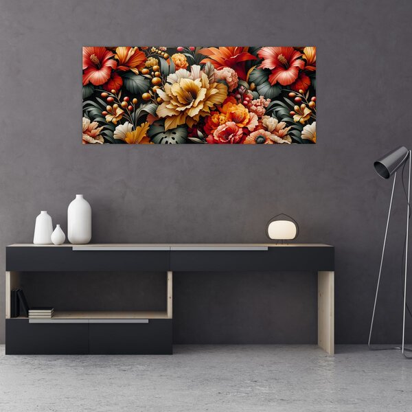 Slika - Narančasto-crveni cvjetovi (120x50 cm)