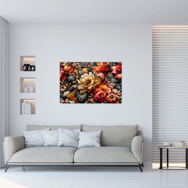 Slika - Narančasto-crveni cvjetovi (90x60 cm)