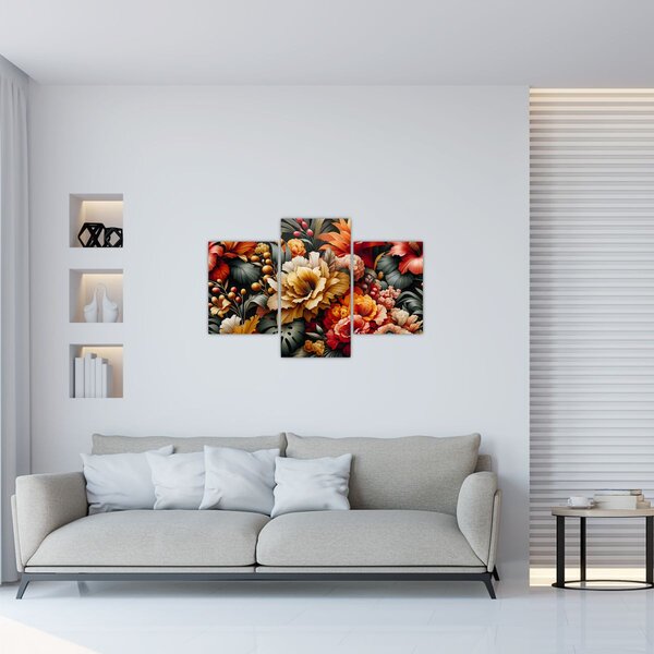 Slika - Narančasto-crveni cvjetovi (90x60 cm)
