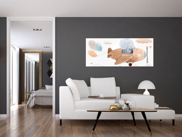Slika - Akvarel slon u avionu (120x50 cm)