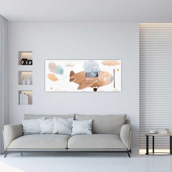 Slika - Akvarel slon u avionu (120x50 cm)