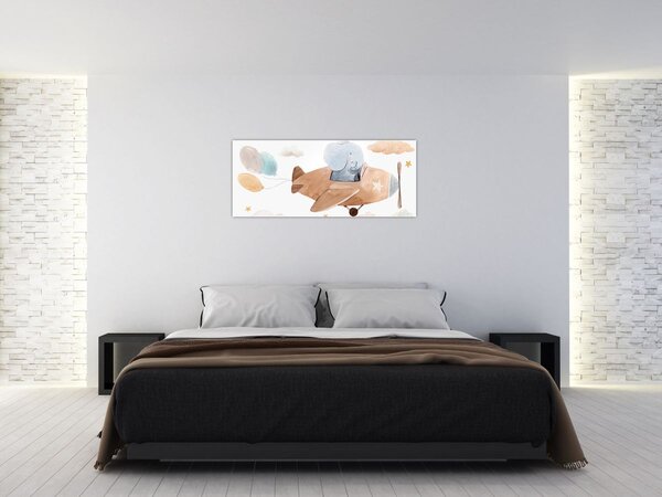Slika - Akvarel slon u avionu (120x50 cm)